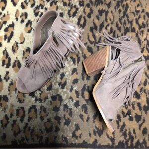 Steve Madden Taupe Fringed Ankle Booties
